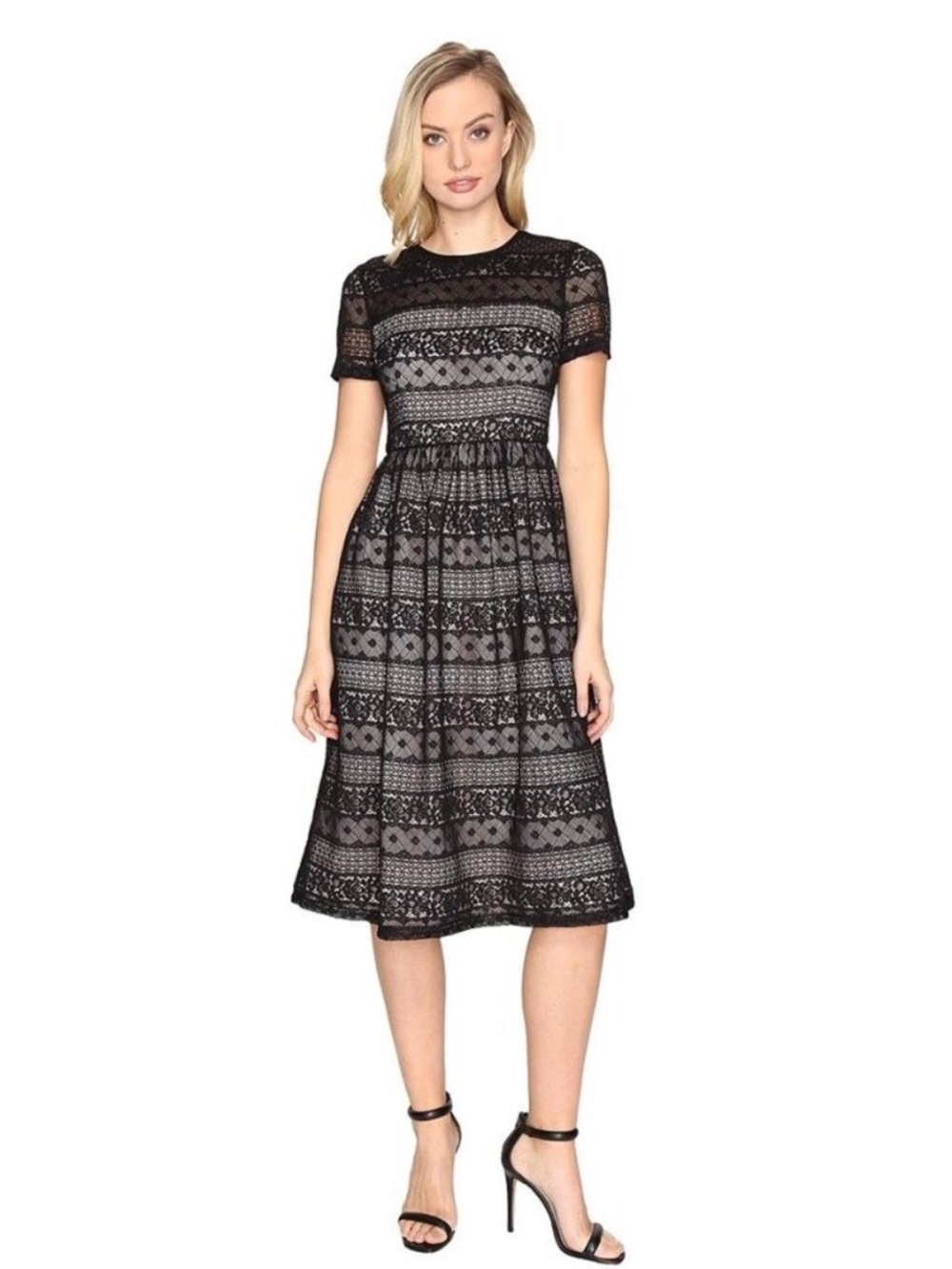 Maggy London Lace Short Sleeve Fit & Flare Dress Career Travel